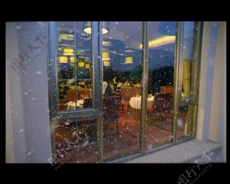 雪景餐厅视频素材