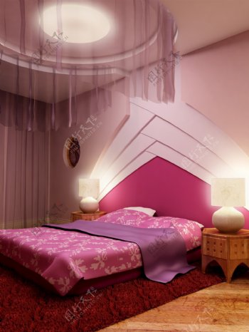 紫色调子的温馨房间