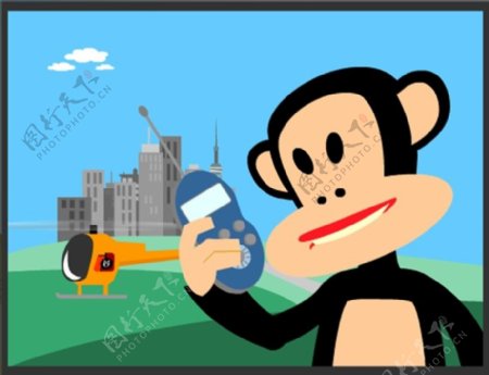 位图动物大嘴猴建筑遥控飞机免费素材
