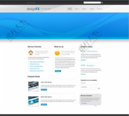 蓝色简洁企业网页psd模板