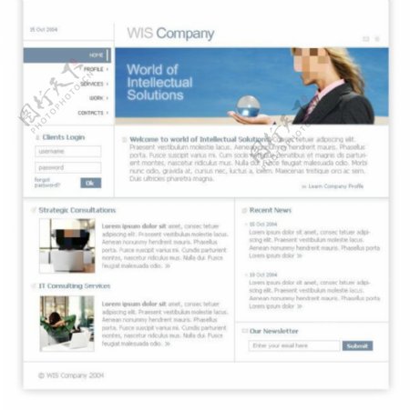 蓝色简洁企业网站psd模板