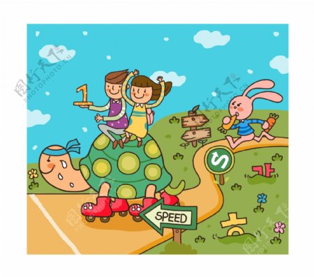 韩国儿童教育插画矢量图05