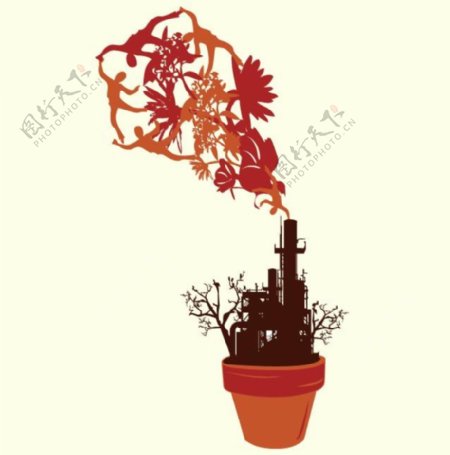 位图插画抽象树花卉免费素材