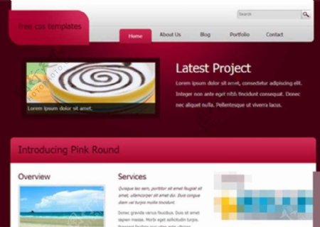 粉红色大气质感产品网站模板