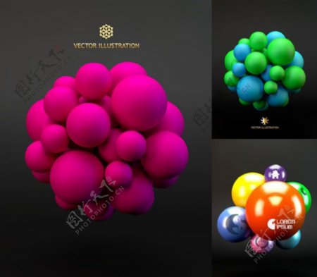 3D彩色球体装饰背景矢量素材