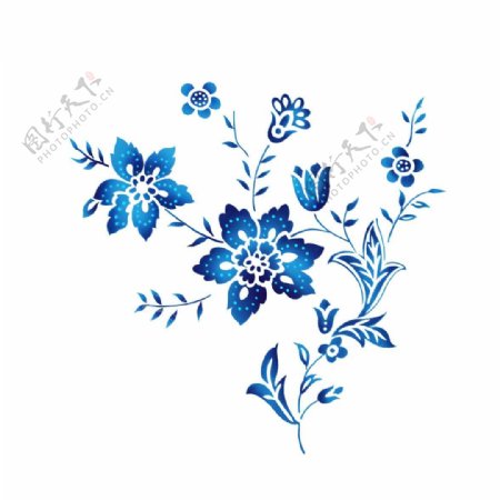 古典蓝色花朵花纹