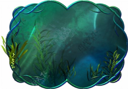 海洋海藻水草边框底板PSD模