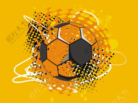 橙色背景孤立的足球