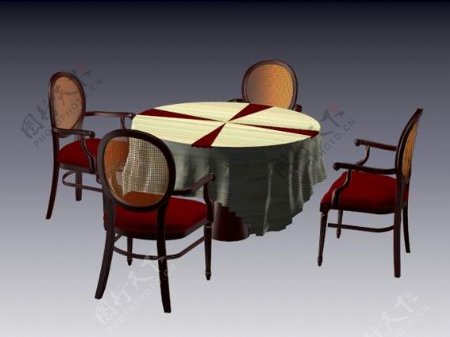欧式桌椅3d模型家具效果图5