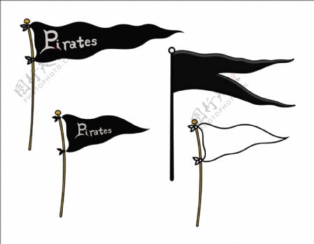 海盗船旗和平安的卡通矢量图