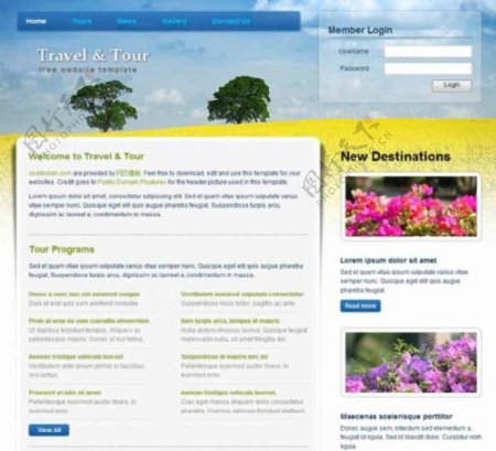 蓝色旅游公司网页模板