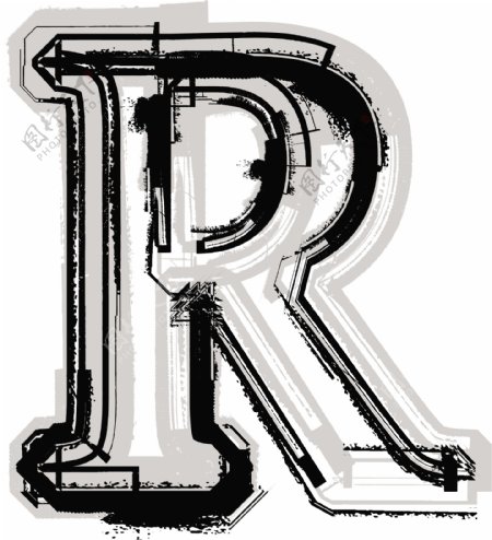 垃圾字体字母R