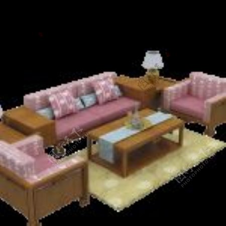 3D沙发茶几组合模型
