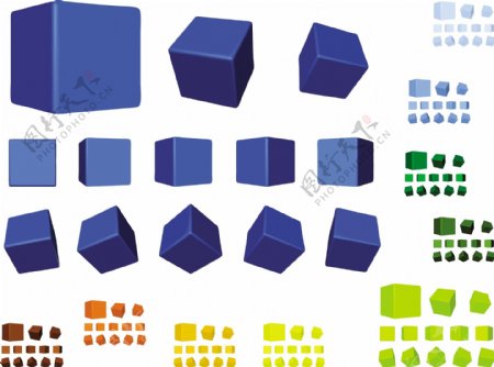 多色彩的多角度的立方体矢量素材