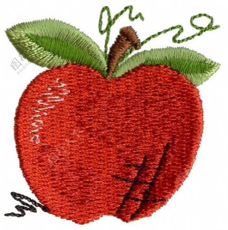 绣花水果苹果色彩红色免费素材