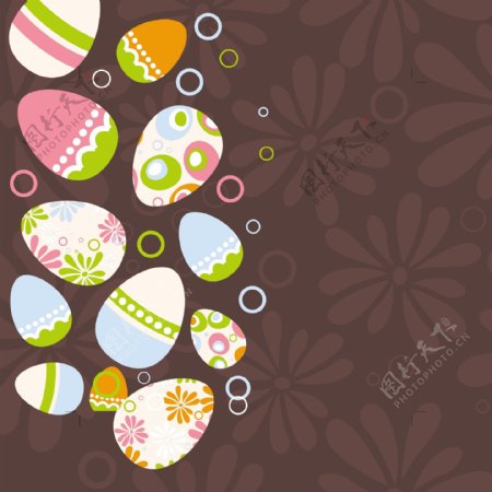 矢量复活节可爱彩蛋花纹背景