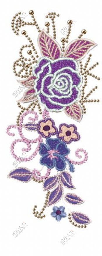 绣花花卡通紫色蓝色免费素材
