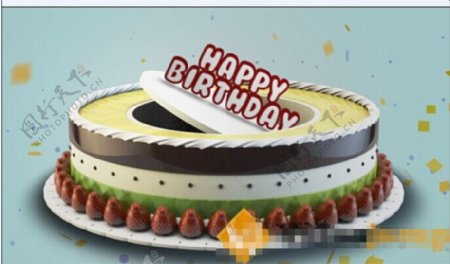 生日快乐蛋糕文字演绎展示