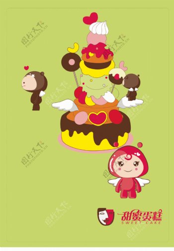 甜蜜蛋糕卡通系列海报图片