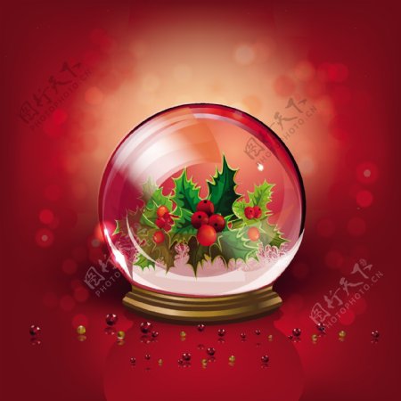 圣诞水晶球的设计背景矢量01