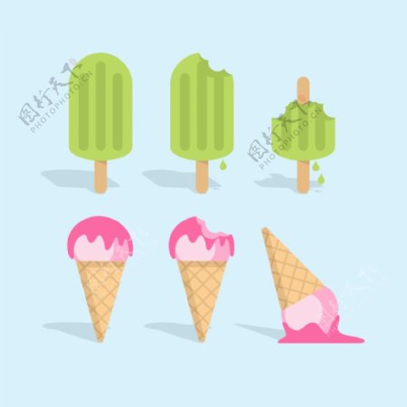 夏季雪糕和冰淇淋矢量素材