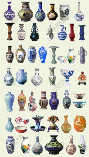 中国古代青花瓷花瓶PSD分层