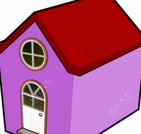 一个紫色的小房子矢量
