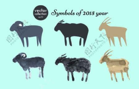 2015羊年卡通矢量图