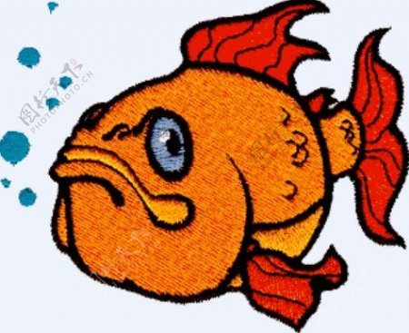 绣花动物鱼色彩橙色免费素材