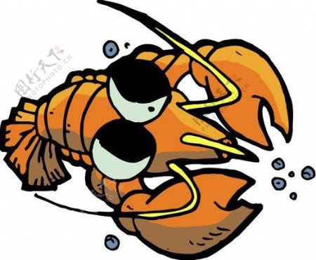 位图卡通卡通动物龙虾可爱卡通色彩橙色免费素材
