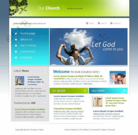 教堂网页psd模板