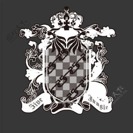印花矢量图T恤图案徽章标记图文结合皇冠免费素材