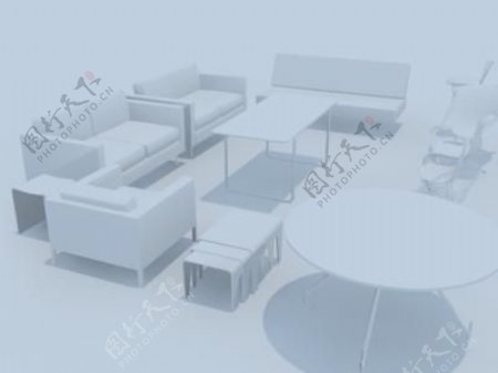沙发组合3d模型家具效果图123