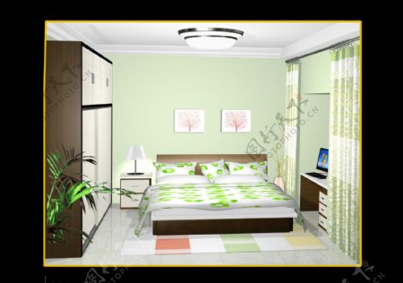 室内设计图绿卧室图片