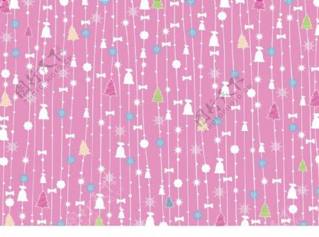 粉色圣诞树吊饰背景矢量素材
