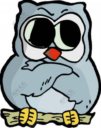 位图卡通动物猫头鹰可爱卡通色彩宝石蓝色免费素材