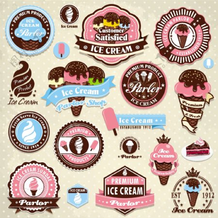 冰淇淋标签模板矢量图素材