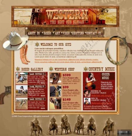 西部牛仔主题网页模板