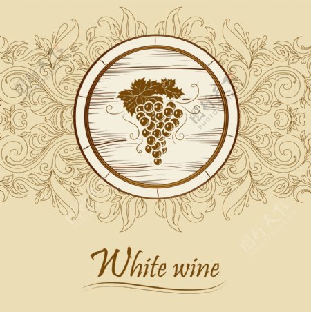葡萄酒花纹图片