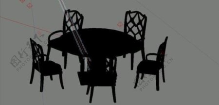 室内装饰家具桌椅组合383D模型