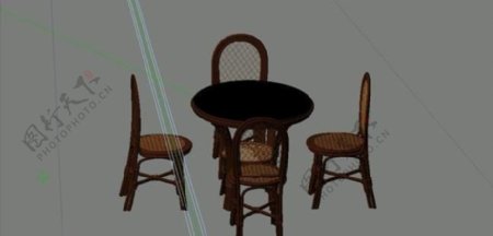 室内装饰家具桌椅组合303D模型