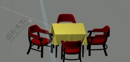 室内装饰家具桌椅组合543D模型