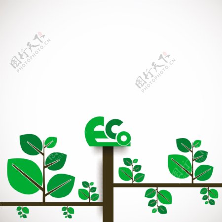 摘要自然背景与小的绿色植物和文本的生态