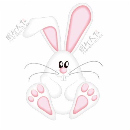 印花矢量图卡通动物兔子粉红色白色免费素材
