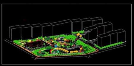 月牙广场绿地设计轴测图cad图库