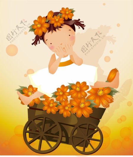 橙色雏菊主题韩国iclickart四季可爱