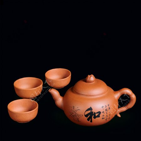 一品莲紫砂茶具图片