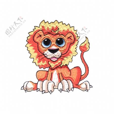 绣花可爱卡通卡通动物狮子免费素材