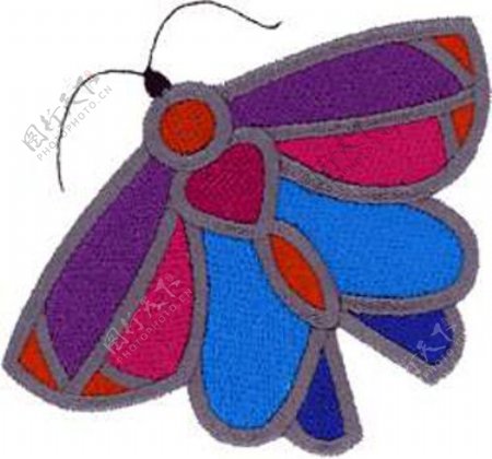 绣花绣花绣花动物昆虫色彩紫色蝴蝶免费素材
