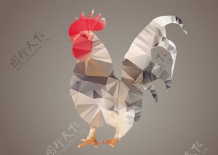 马赛克折纸公鸡矢量图片